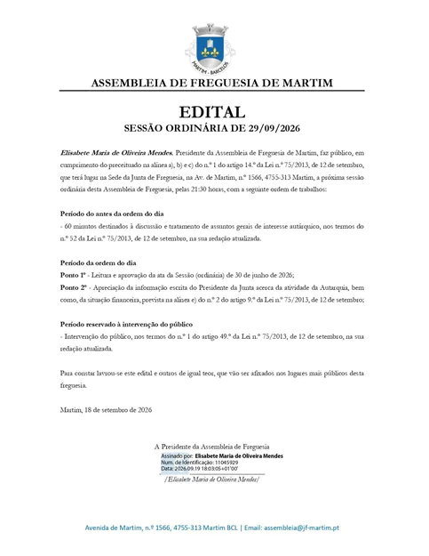 Sessão da Assembleia de Freguesia