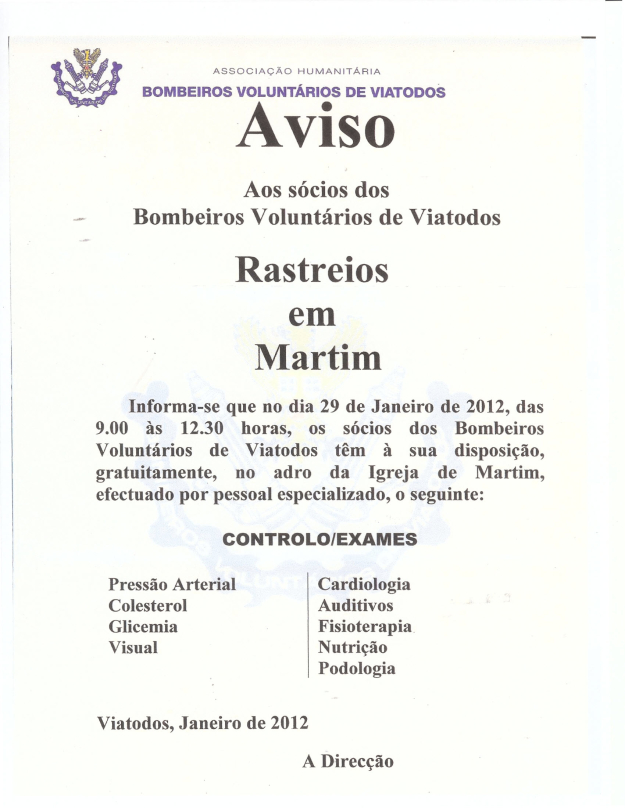 Rastreios em 29 de Janeiro