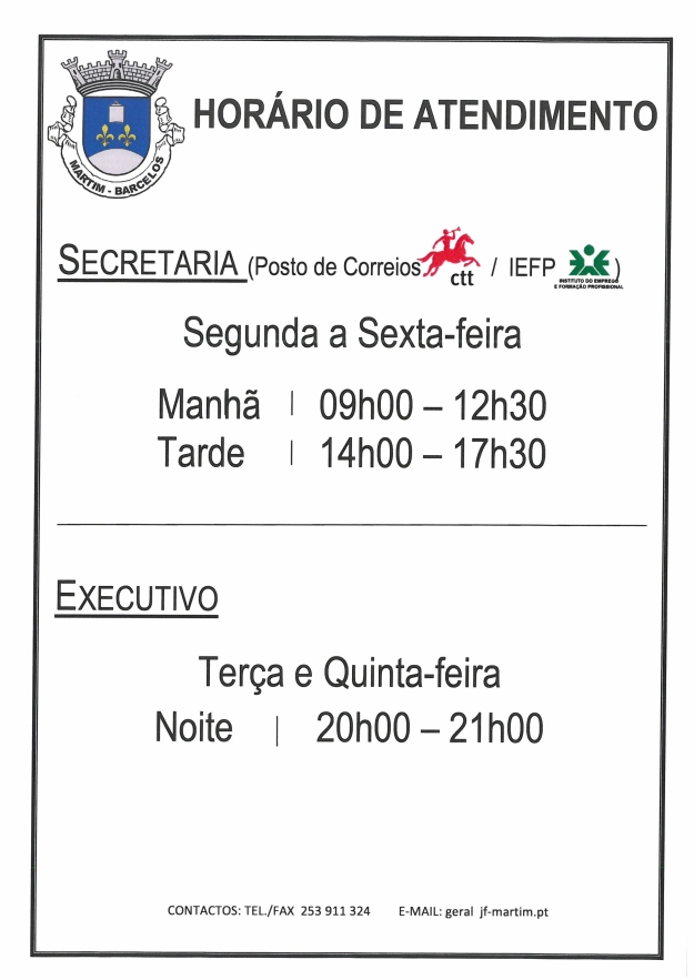 Entrada em vigor do novo horário de atendimento do EXECUTIVO