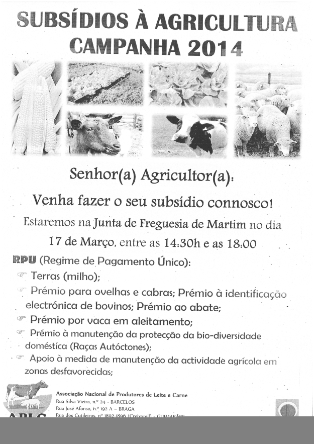Candidaturas aos subsídios agrícolas - Campanha 2014