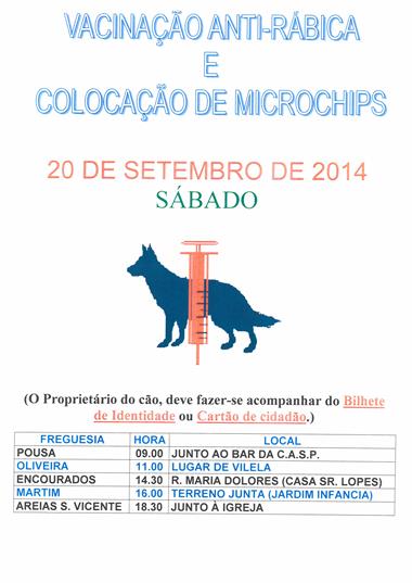 Campanha de vacinação anti-rábica e colocação de microchips